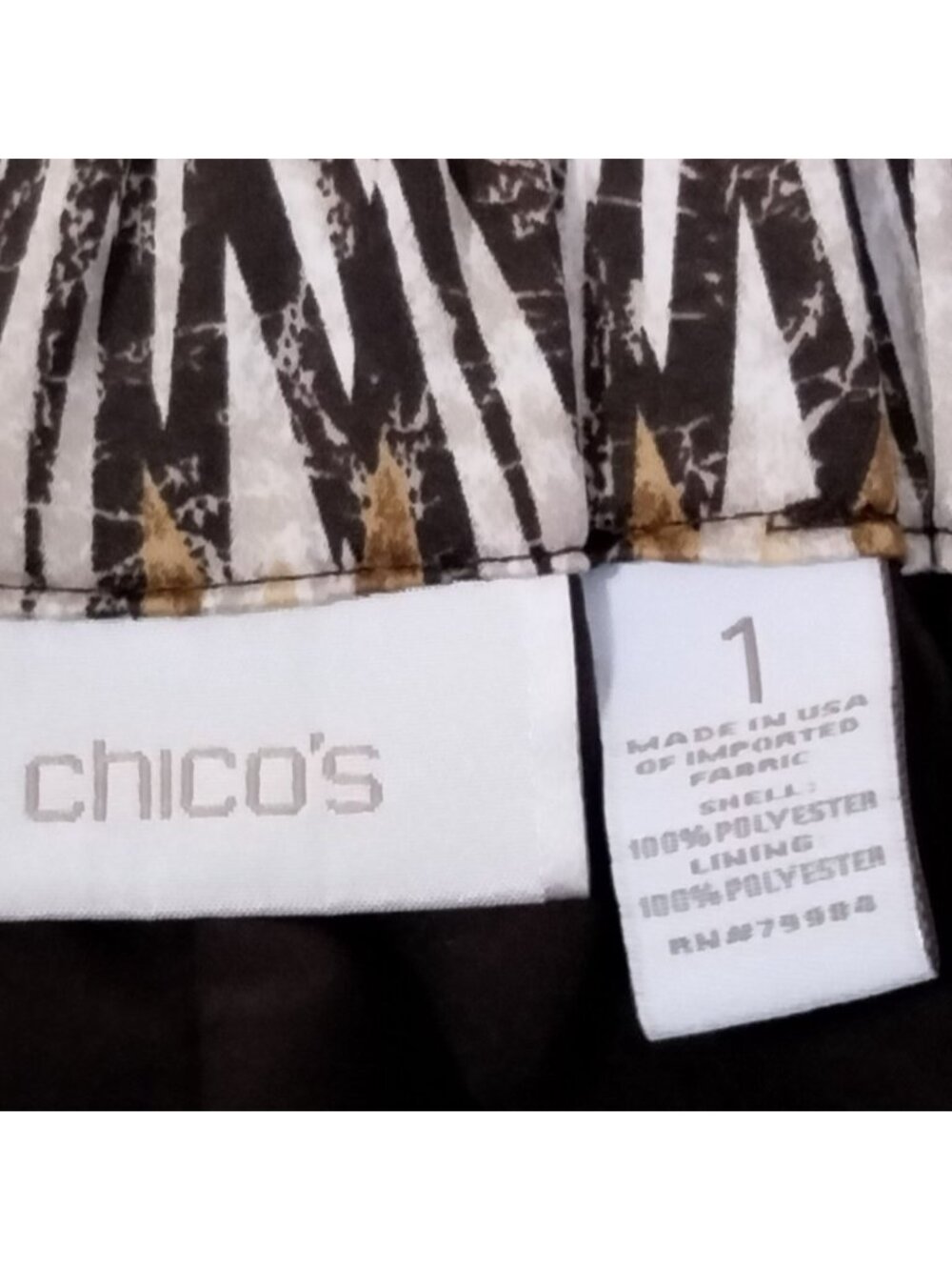 Chico's Size 1 (M/8) Skirt Elastic Waist Geometric Print Side Pockets - Picture 5 of 7